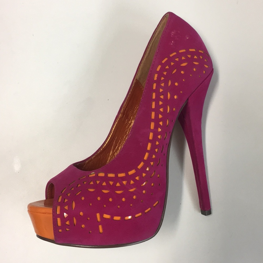 Pink and orange high heels